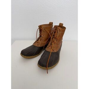 Vintage Bean Boots By LL Bean 8" Duck Boots Men's size 12M Brown Leather Lace Up